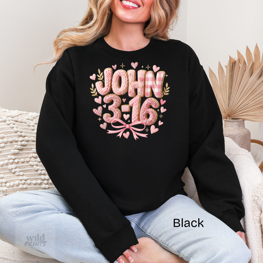 JOHN 3:16 Faux Yarn Crewneck