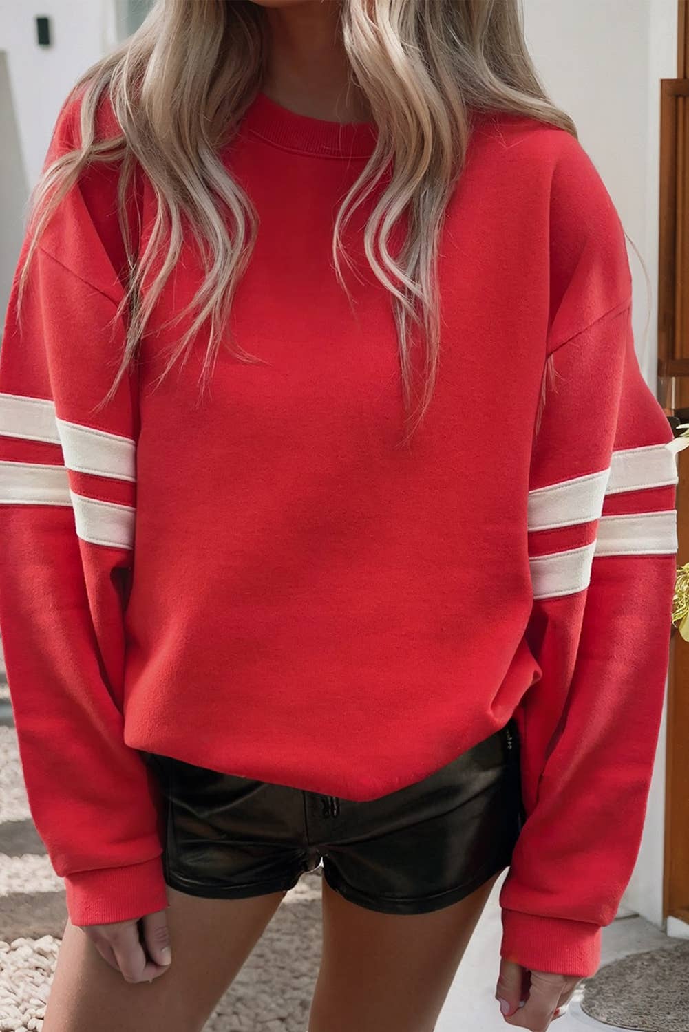 Varsity Striped Detail Drop Shoulder Sweatshirt