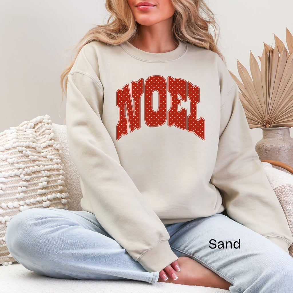 NOEL Red Polka Dot Varsity Gildan Crewneck Sweatshirt