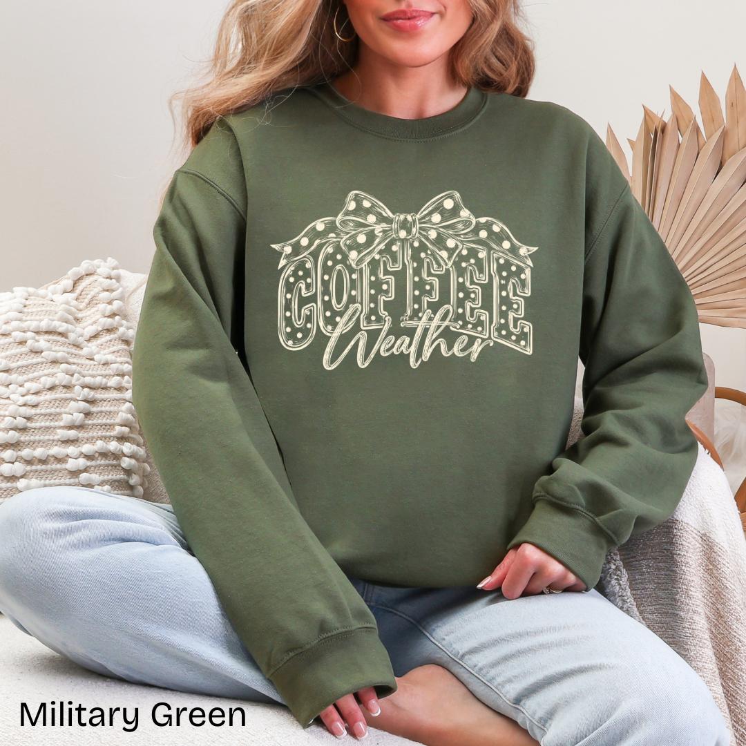 Coffee Weather Polka Dot Bow Gildan Crewneck Sweatshirt