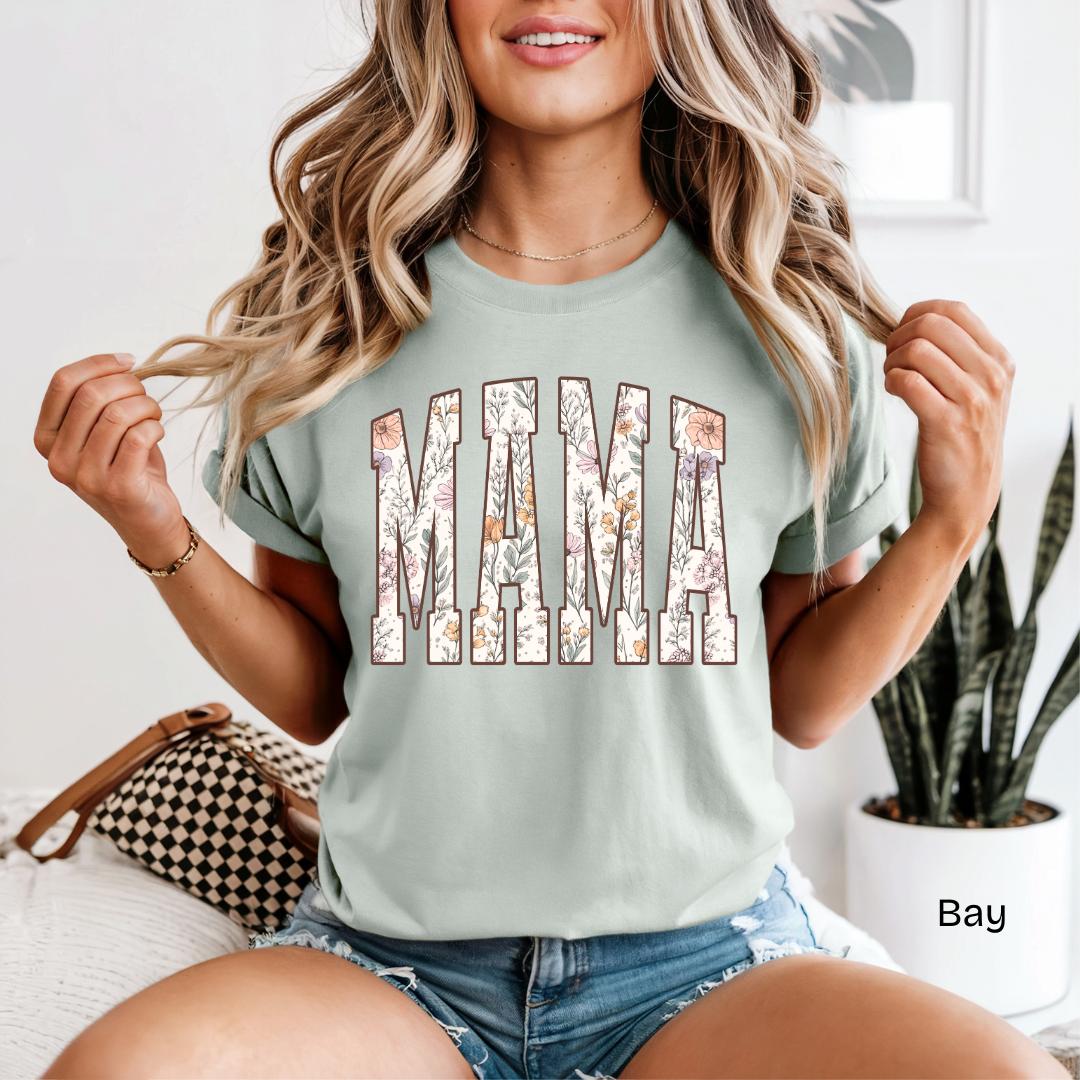 MAMA Wildflower Varsity Comfort Colors T-Shirt