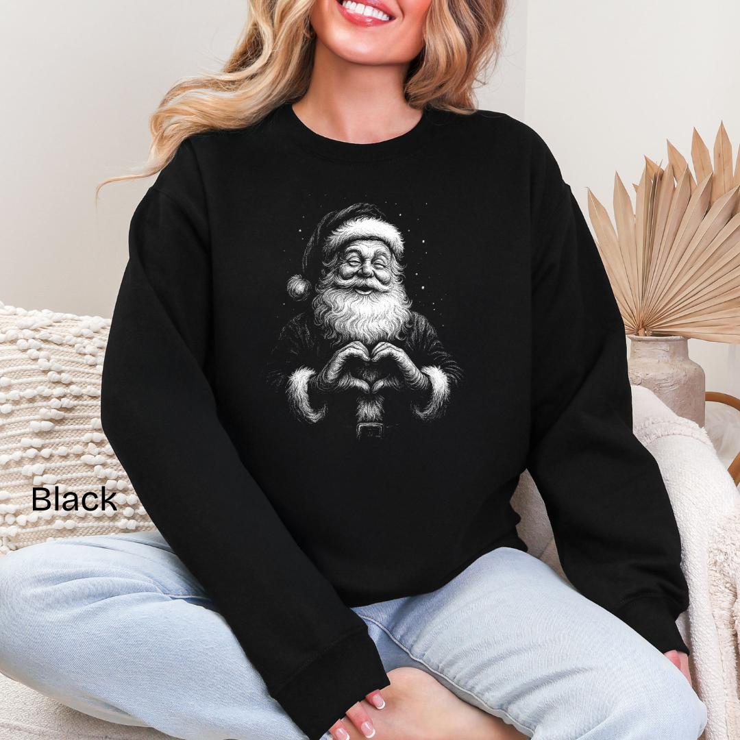 Santa Heart Hands Gildan Crewneck Sweatshirt