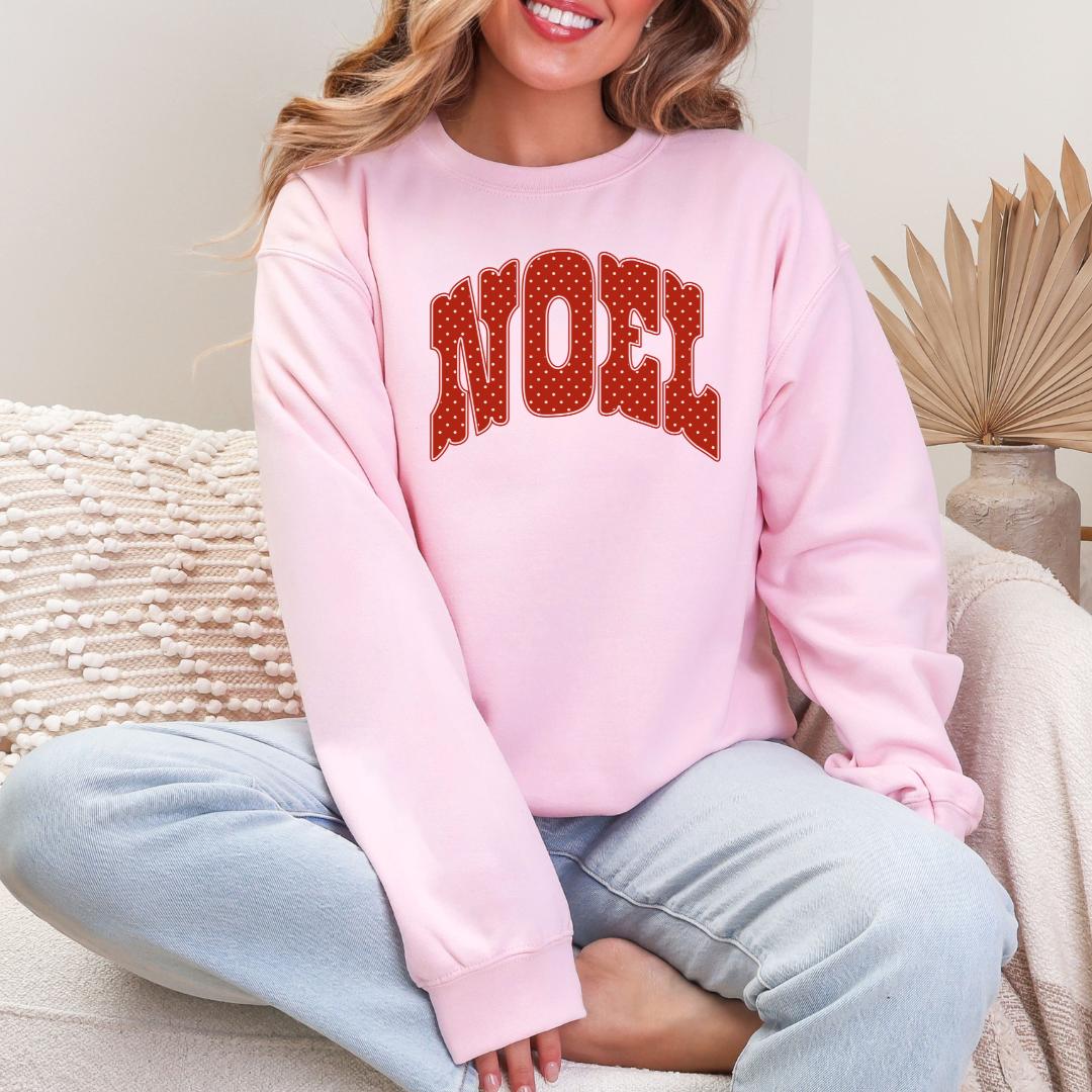 NOEL Red Polka Dot Varsity Gildan Crewneck Sweatshirt
