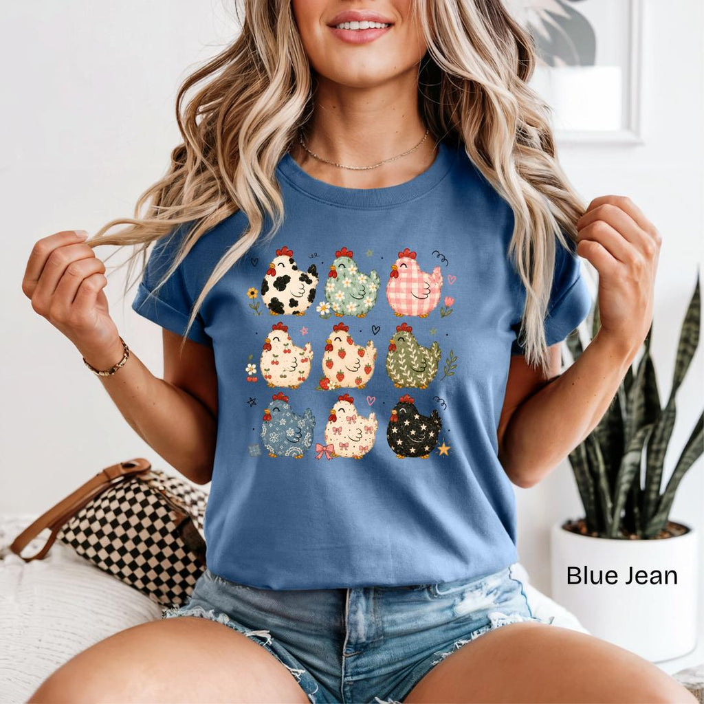 Cute Patterned Chickens Comfort Colors T-Shirt