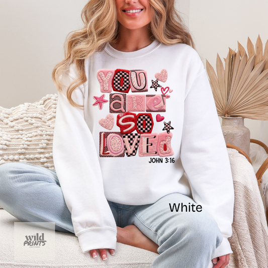 You Are So Loved Faux Yarn Crewneck