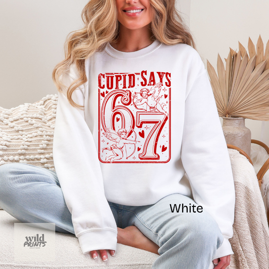 Vintage Cupid Says 6 7 Crewneck