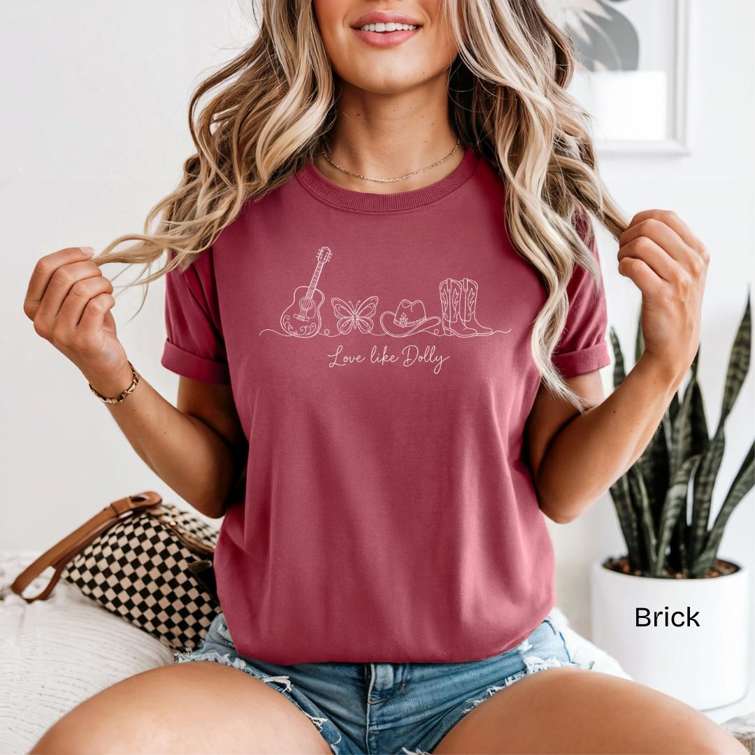 Love Like Dolly Guitar and Boots Comfort Colors T-Shirt