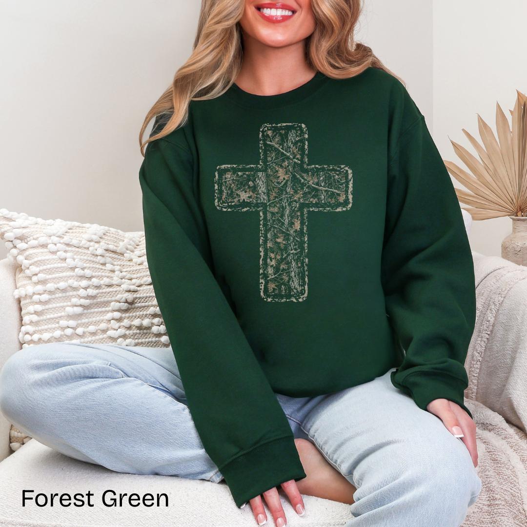 Camo Cross Gildan Crewneck Sweatshirt