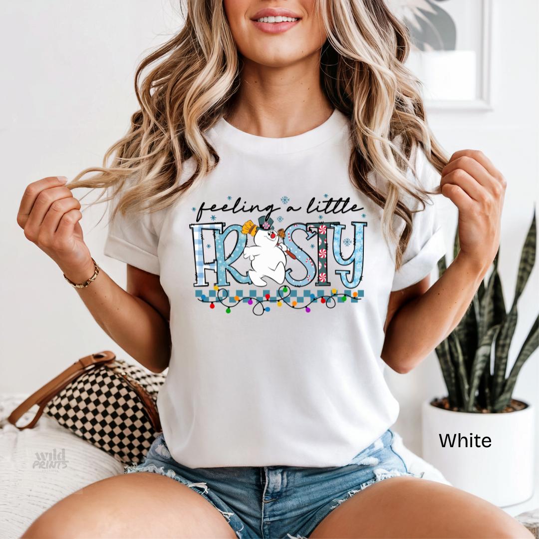 Feeling A Little Frosty Snowman Comfort Colors T-Shirt in White