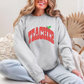 TEACHER Apple Polka Dot Varsity Gildan Crewneck Sweatshirt