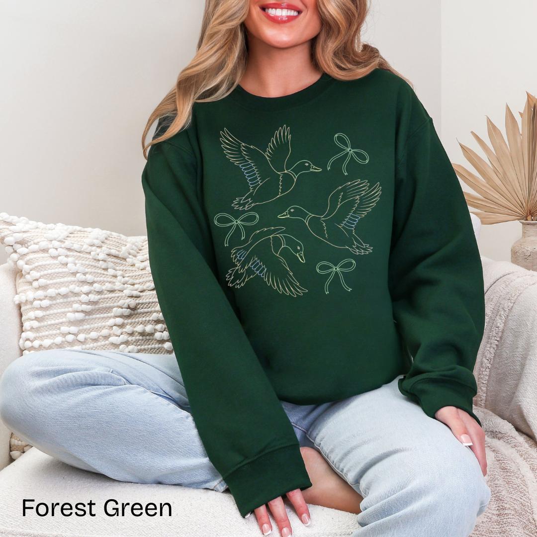 Mallard Ducks and Bows Gildan Crewneck Sweatshirt