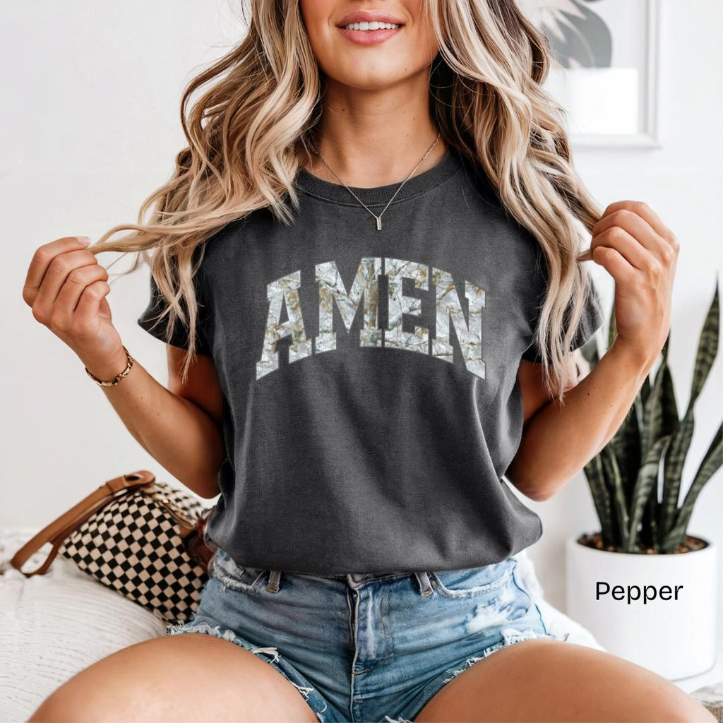 AMEN Winter Camo Varsity Comfort Colors T-Shirt