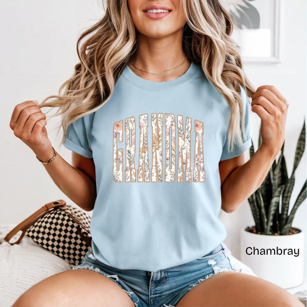 GRANDMA Wildflower Varsity Comfort Colors T-Shirt