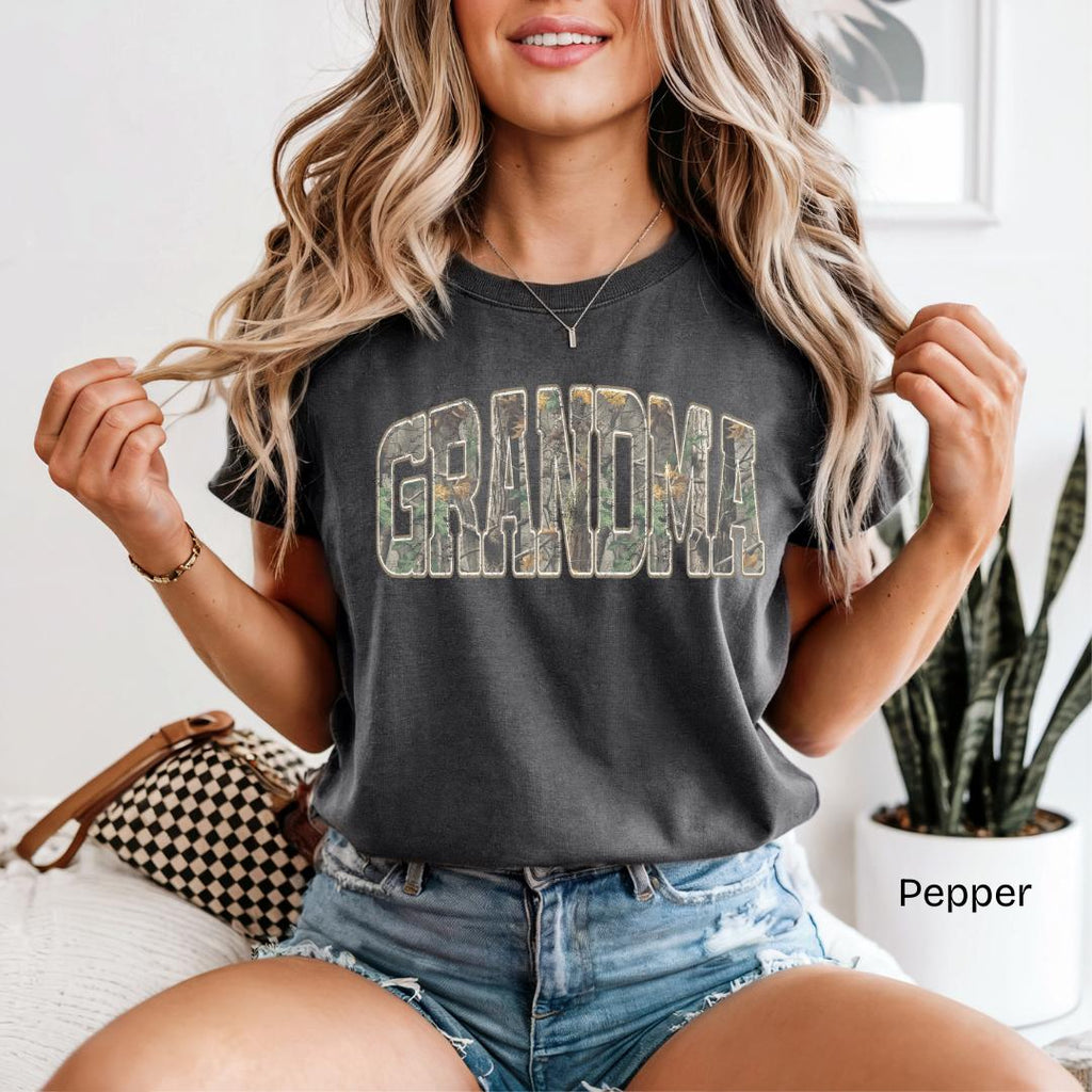 GRANDMA Camo Varsity Comfort Colors T-Shirt