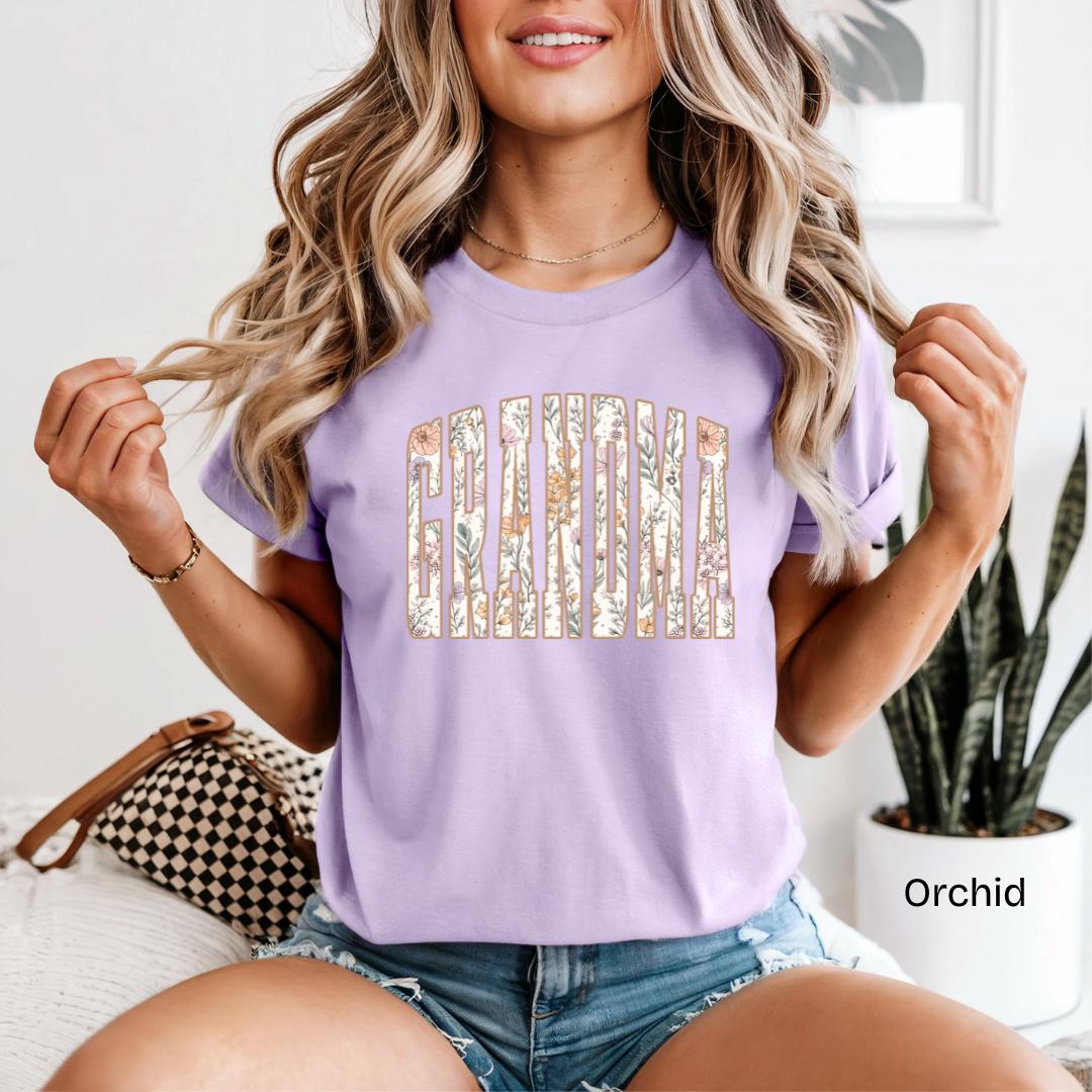 GRANDMA Wildflower Varsity Comfort Colors T-Shirt