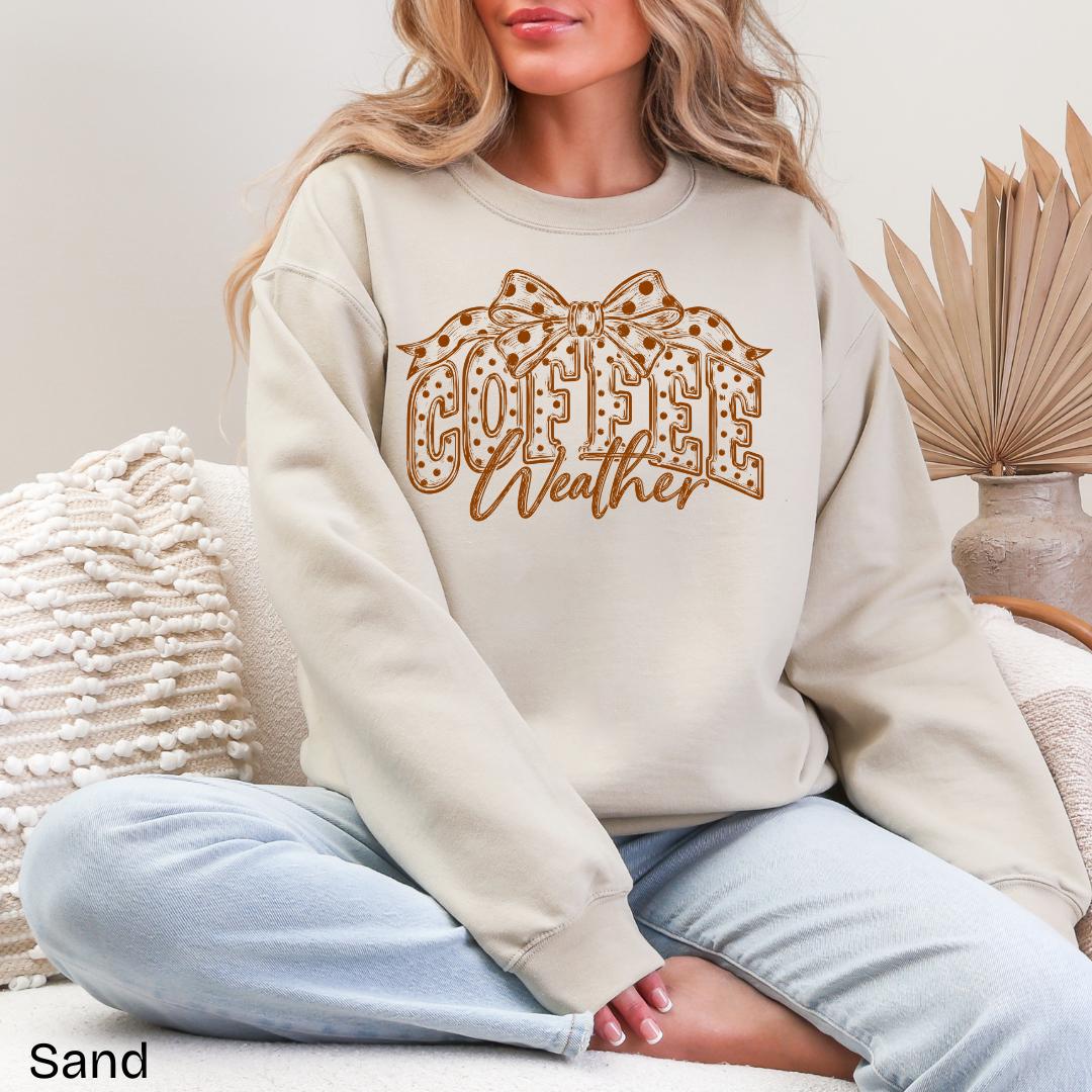 Coffee Weather Polka Dot Bow Gildan Crewneck Sweatshirt