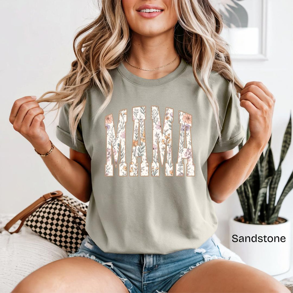 MAMA Wildflower Varsity Comfort Colors T-Shirt