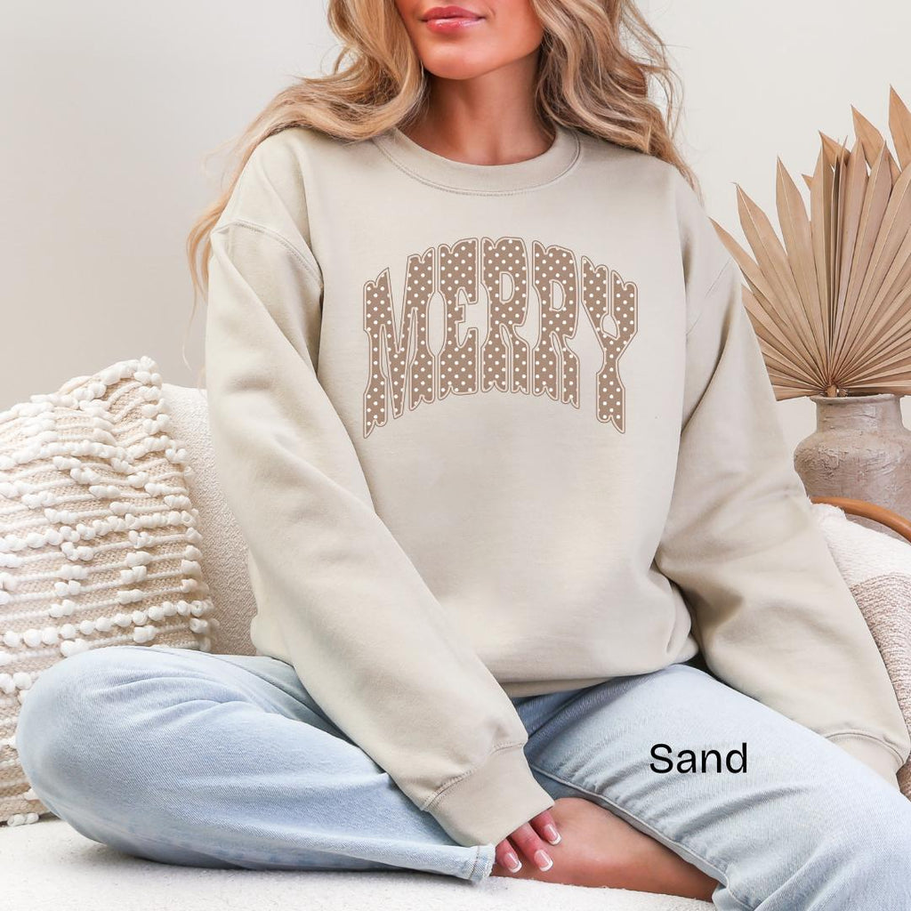 MERRY Polka Dot Varsity Gildan Crewneck Sweatshirt