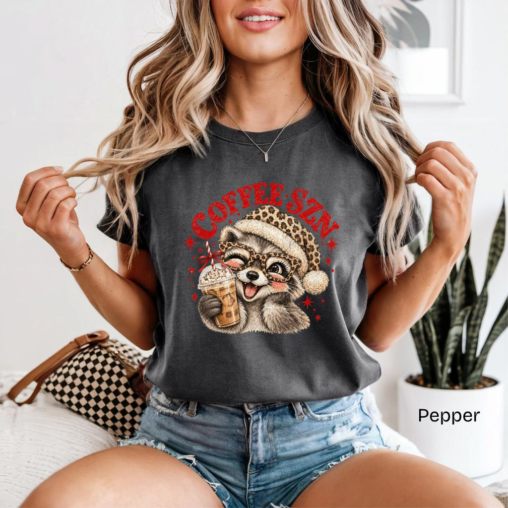 Coffee SZN Raccoon Comfort Colors T-Shirt