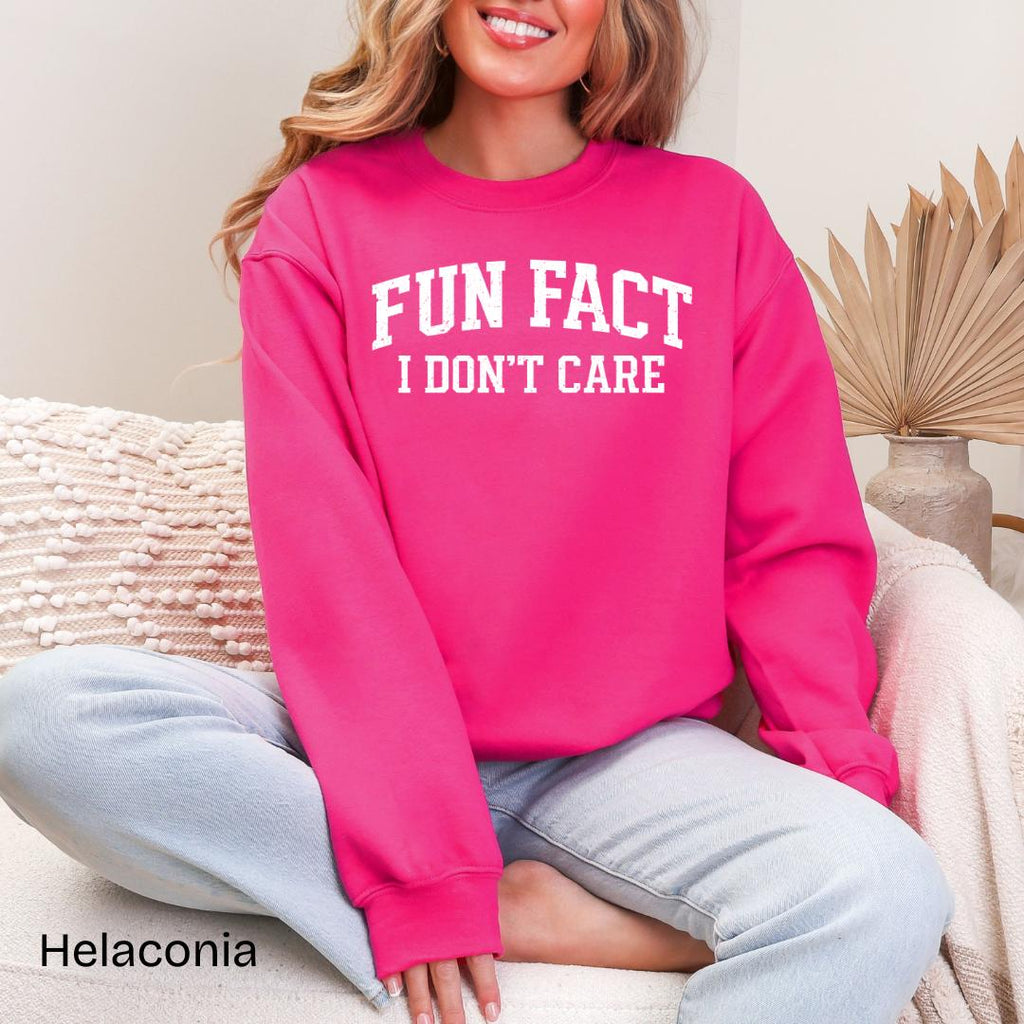 Fun Fact I Don't Care Gildan Crewneck Sweatshirt