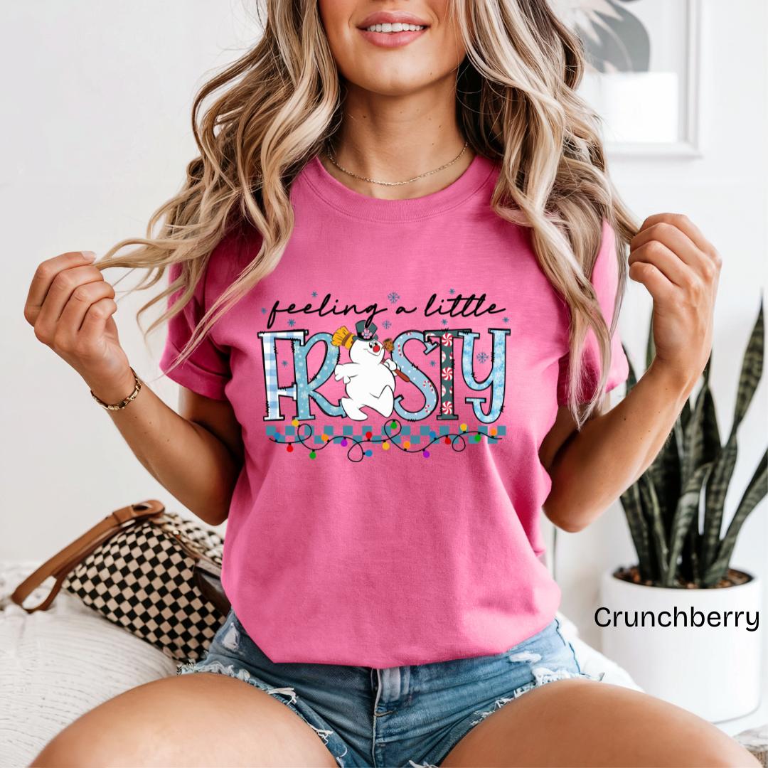 Feeling A Little Frosty Snowman Comfort Colors T-Shirt in Crunchberry
