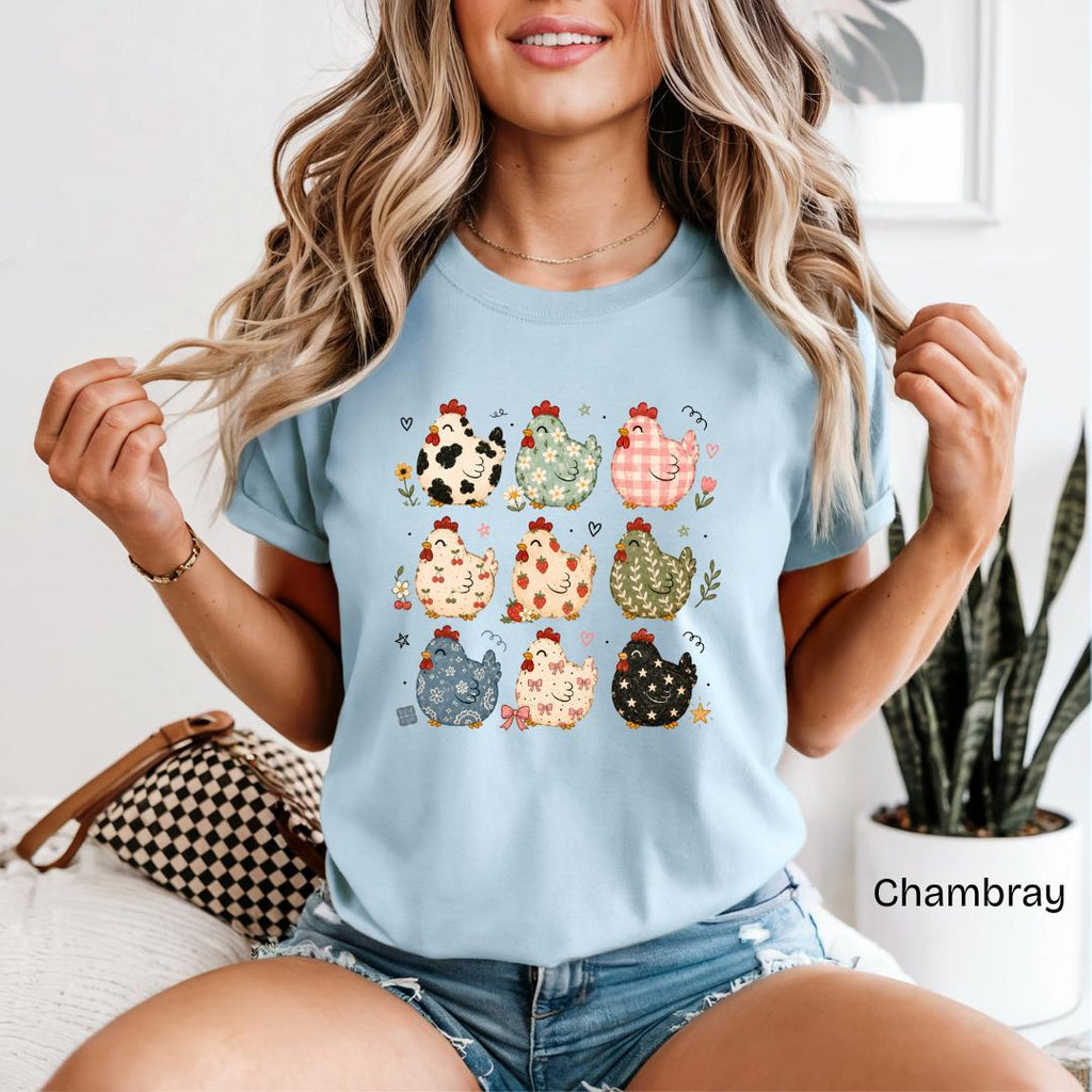 Cute Patterned Chickens Comfort Colors T-Shirt
