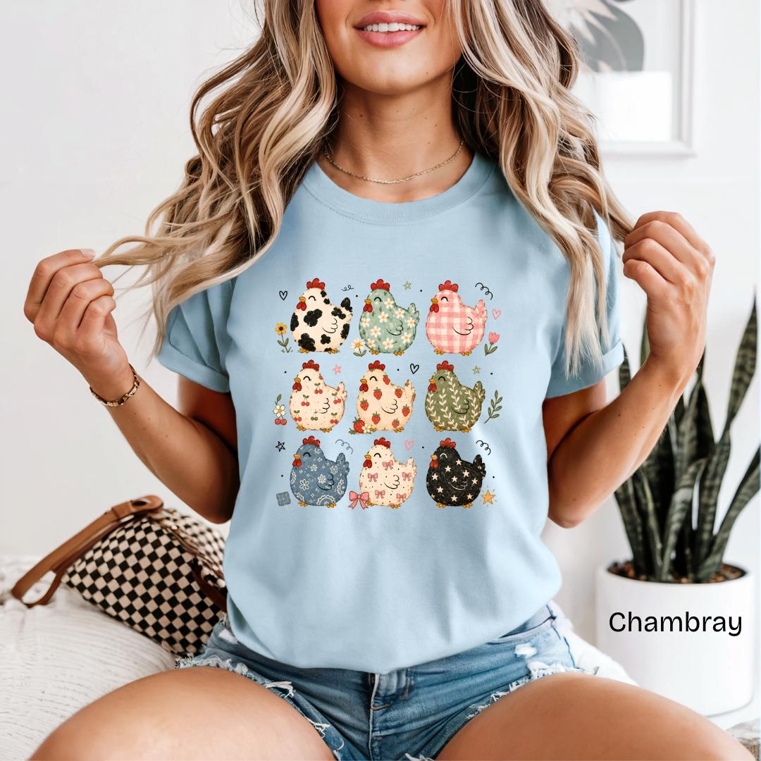 Cute Patterned Chickens Comfort Colors T-Shirt