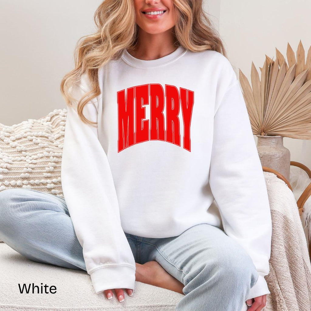 MERRY Arched Varsity Gildan Crewneck Sweatshirt