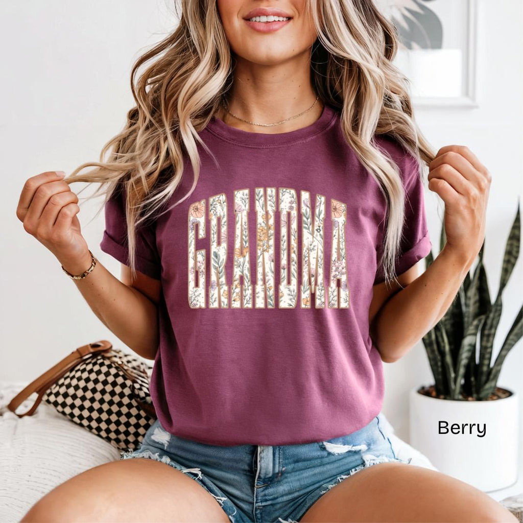 GRANDMA Wildflower Varsity Comfort Colors T-Shirt