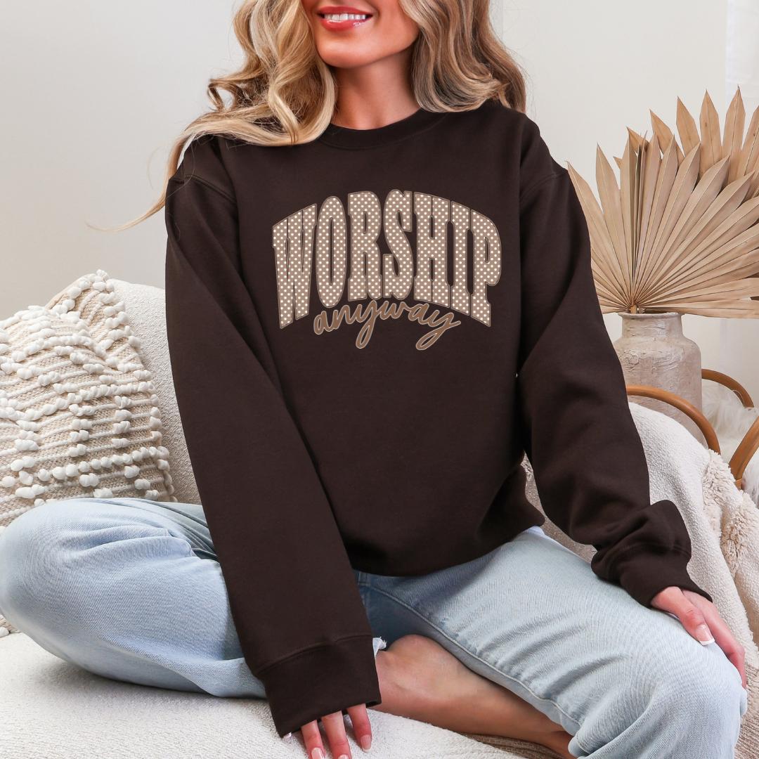 Worship Anyway Polka Dot Gildan Crewneck Sweatshirt