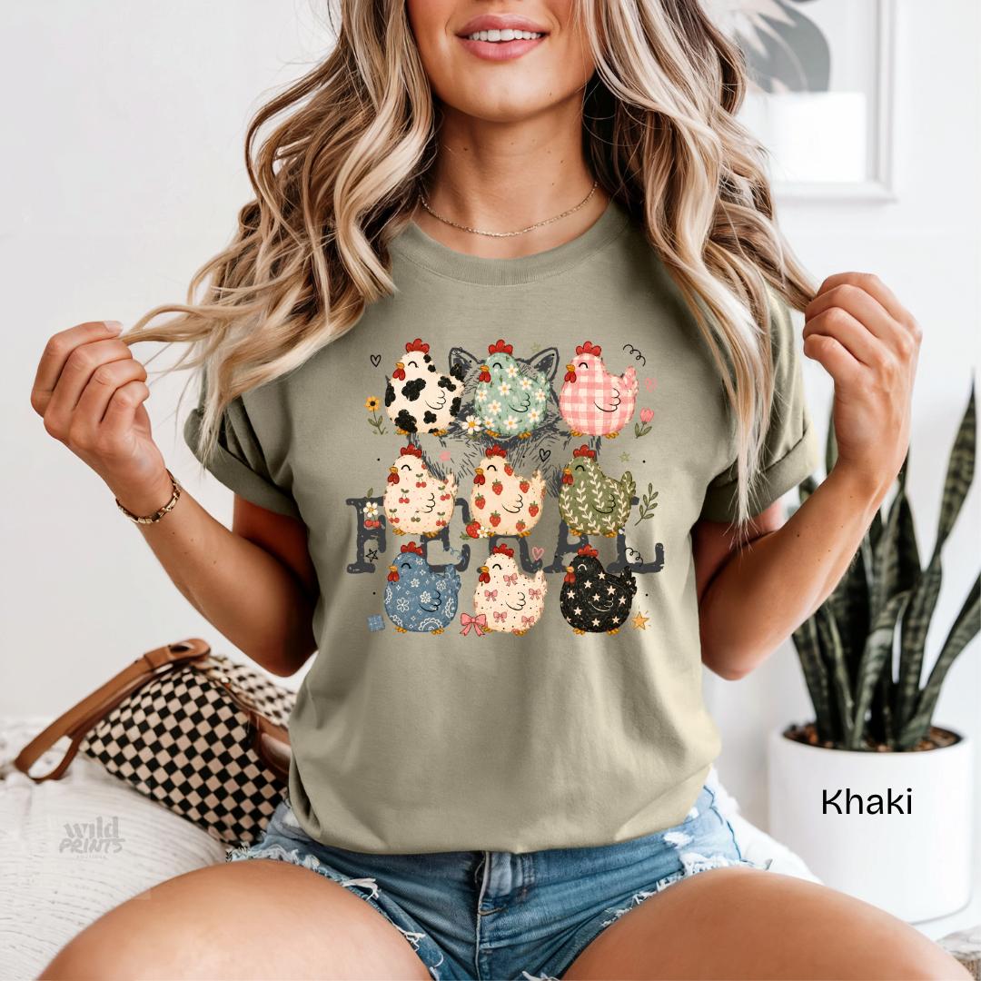 Cute Patterned Chickens Comfort Colors T-Shirt