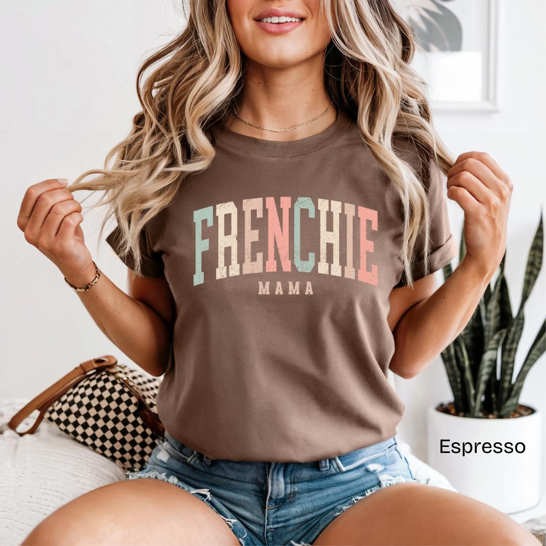 FRENCHIE MAMA Retro Varsity Comfort Colors T-Shirt