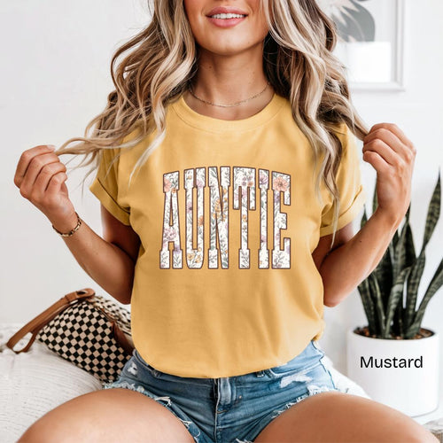 AUNTIE Wildflower Varsity Comfort Colors T-Shirt
