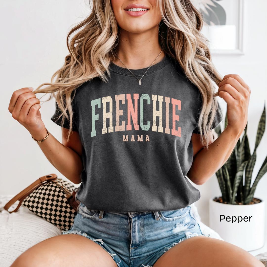 FRENCHIE MAMA Retro Varsity Comfort Colors T-Shirt