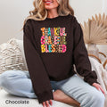 Thankful Grateful Blessed Patchwork Gildan Crewneck Sweatshirt