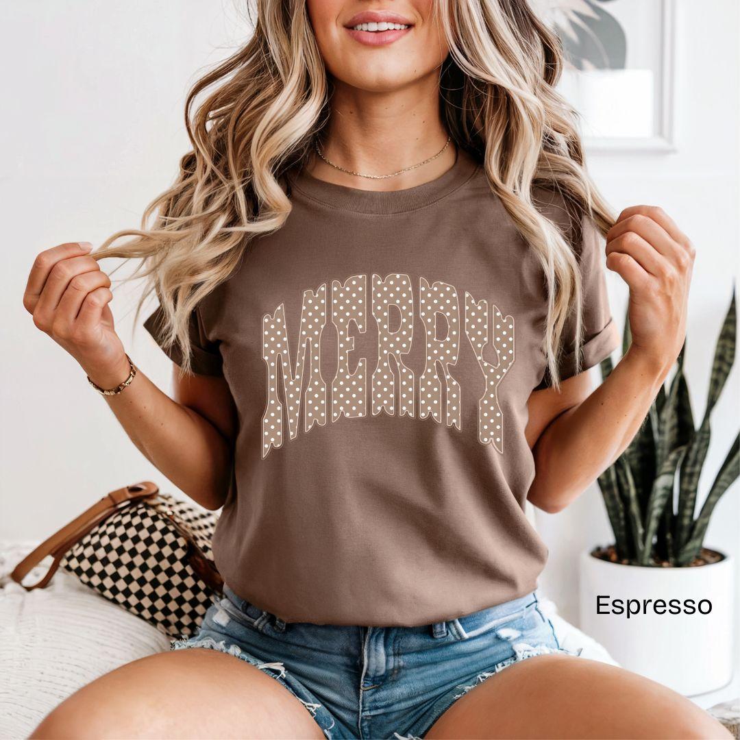 MERRY Polka Dot Varsity Comfort Colors T-Shirt