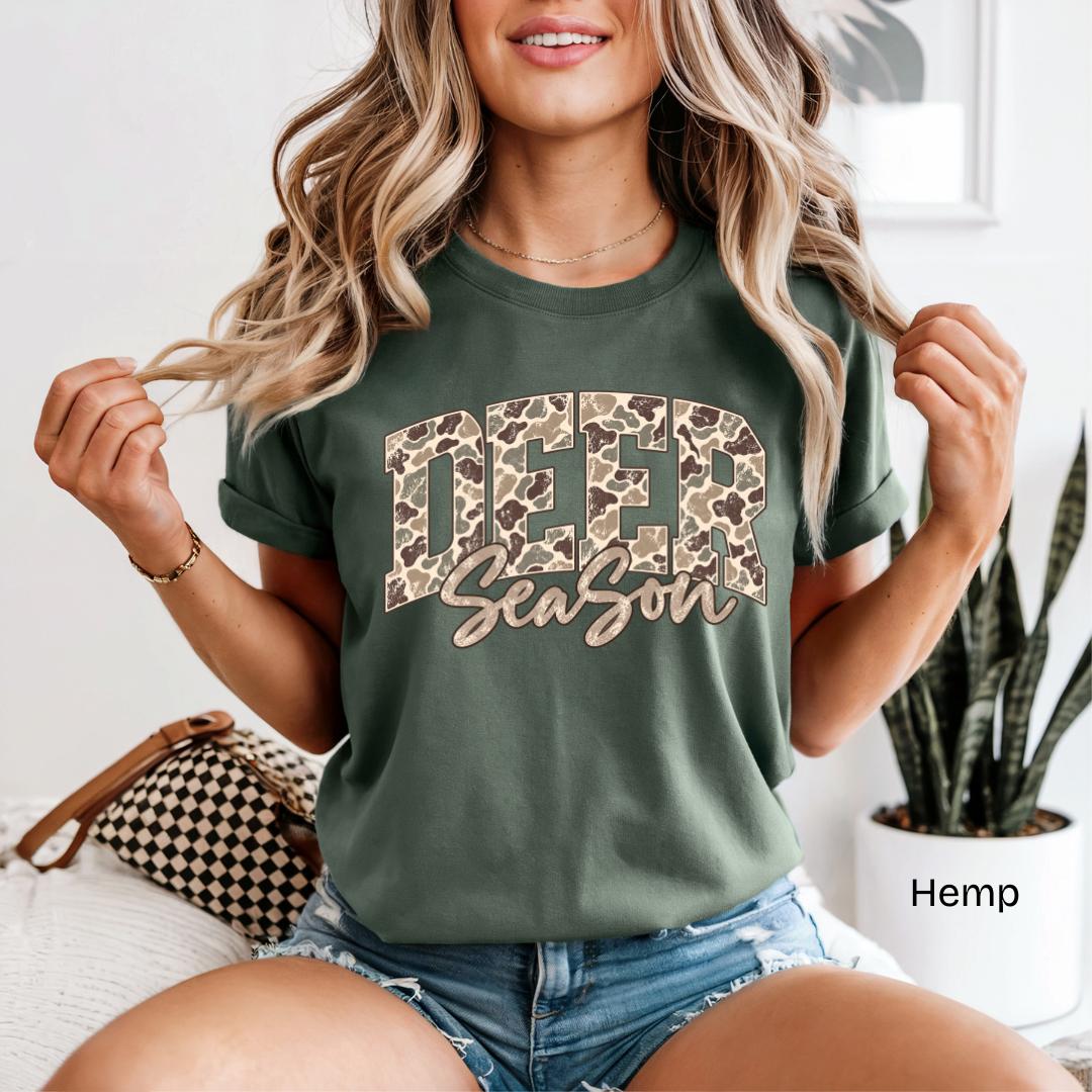 DEER Season Duck Camo Varsity Comfort Colors T-Shirt