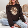 Peek-Through Santa Leopard Glasses Gildan Crewneck Sweatshirt