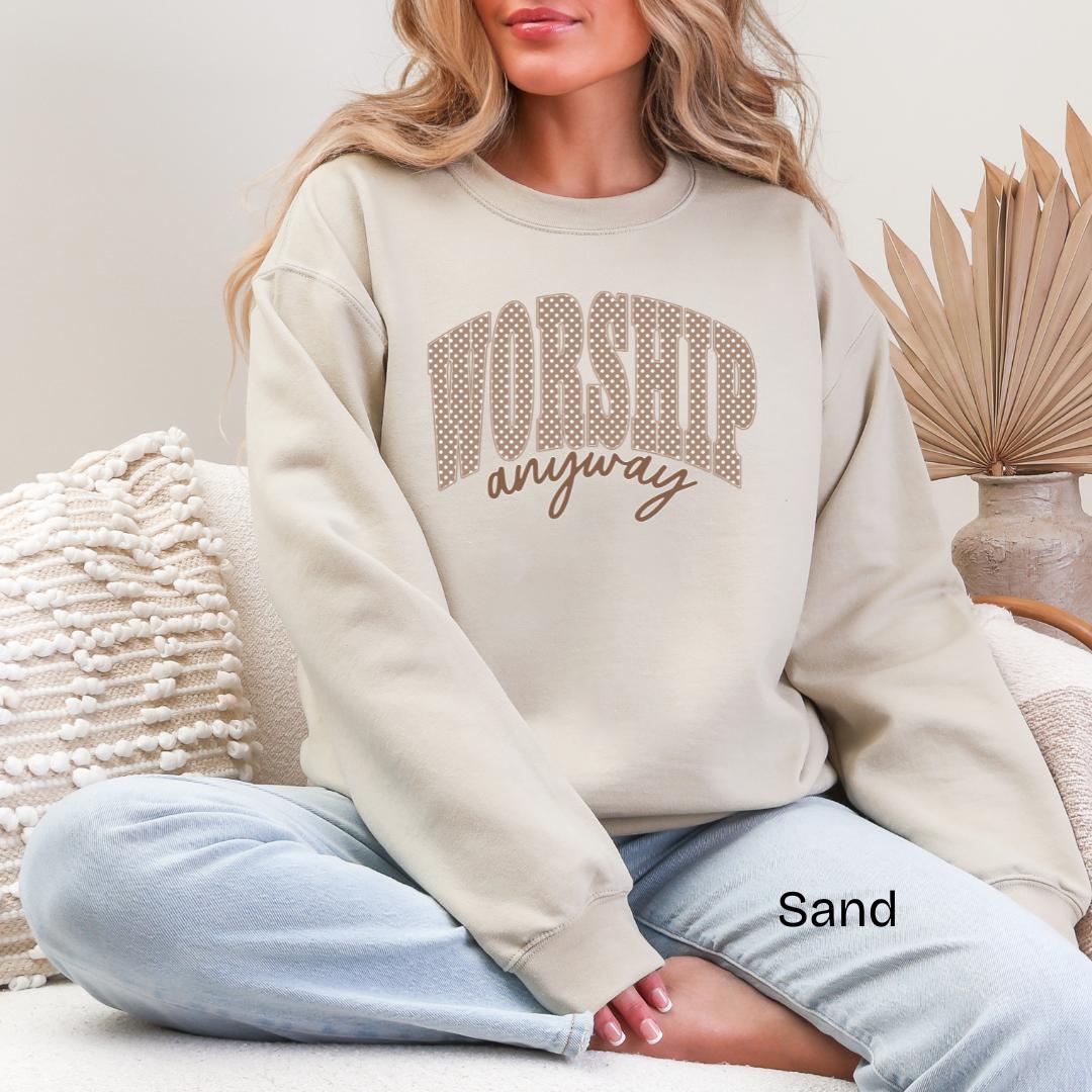 Worship Anyway Polka Dot Gildan Crewneck Sweatshirt