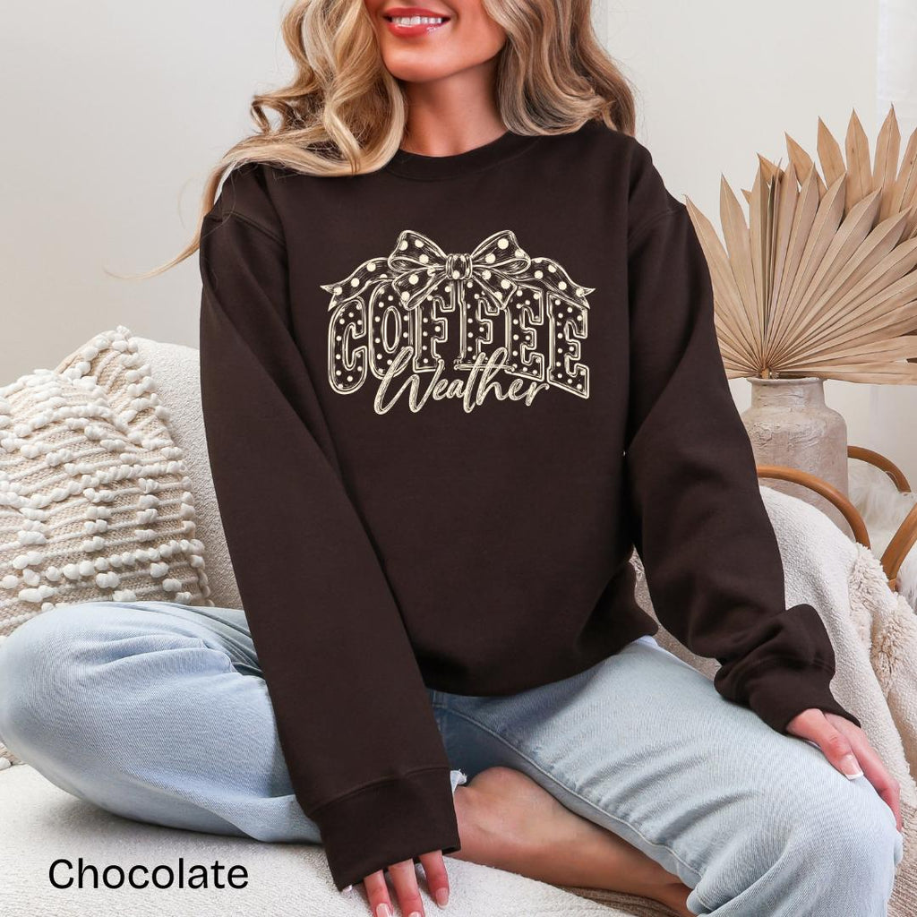 Coffee Weather Polka Dot Bow Gildan Crewneck Sweatshirt
