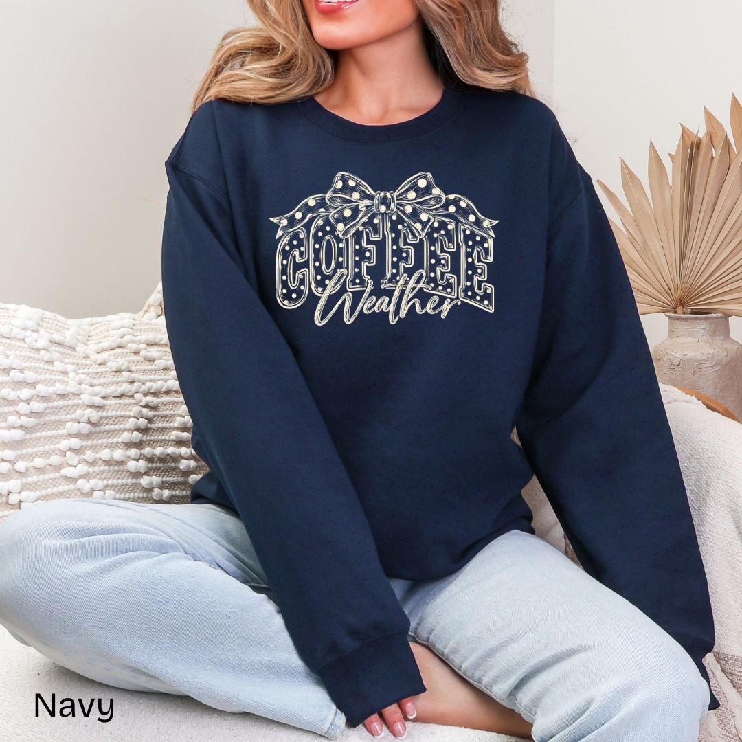 Coffee Weather Polka Dot Bow Gildan Crewneck Sweatshirt