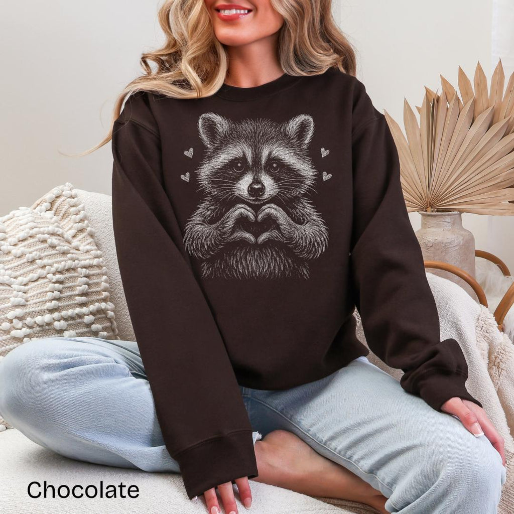 Raccoon Heart Hands Gildan Crewneck Sweatshirt