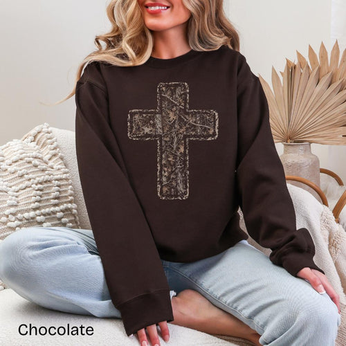 Camo Cross Gildan Crewneck Sweatshirt