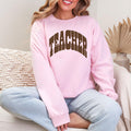 TEACHER Polka Dot Varsity Gildan Crewneck Sweatshirt